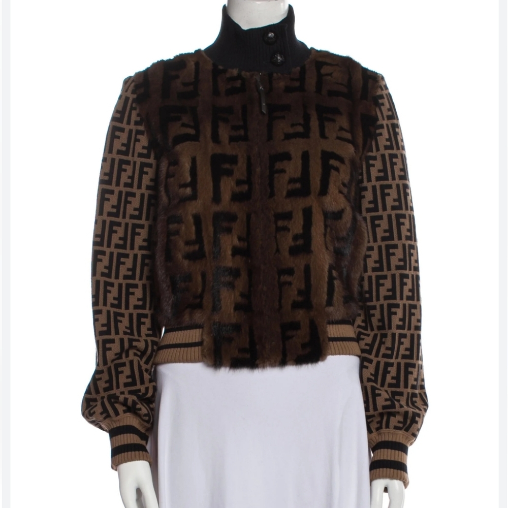 FENDI FF LOGO MINK FUR BOMBER JACKET SZ SMALL